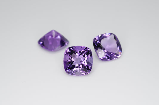 10mm Cushion Cut Natural Amethyst Calibrated A++