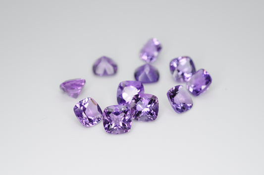 6mm Cushion Cut Natural Amethyst Calibrated A++