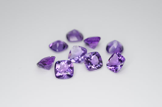 7mm Cushion Cut Natural Amethyst Calibrated A++