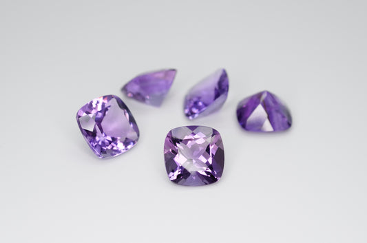 9mm Cushion Cut Natural Amethyst Calibrated A++