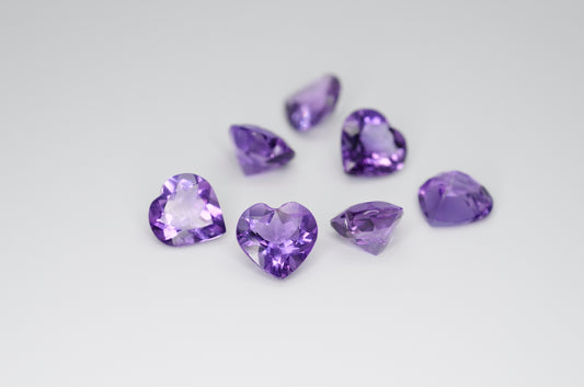 8mm Heart Cut Natural Amethyst Calibrated A++