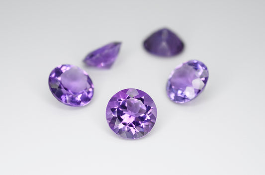 9mm Round Cut Natural Amethyst Calibrated A++