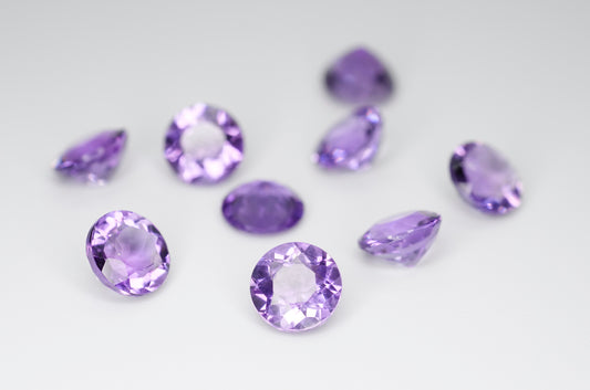 7mm Round Cut Natural Amethyst Calibrated A++