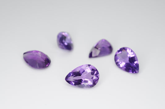 10 x 7mm Pear Cut Natural Amethyst Calibrated A++