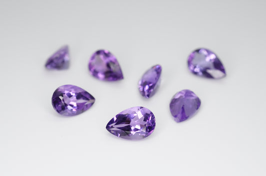 9 x 6mm Pear Cut Natural Amethyst Calibrated A++