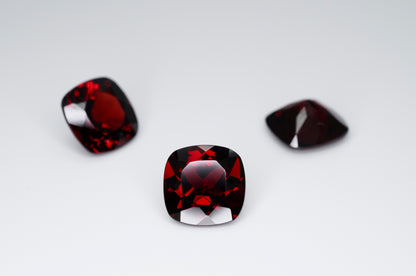 9mm Cushion Cut Natural Garnet Calibrated A+