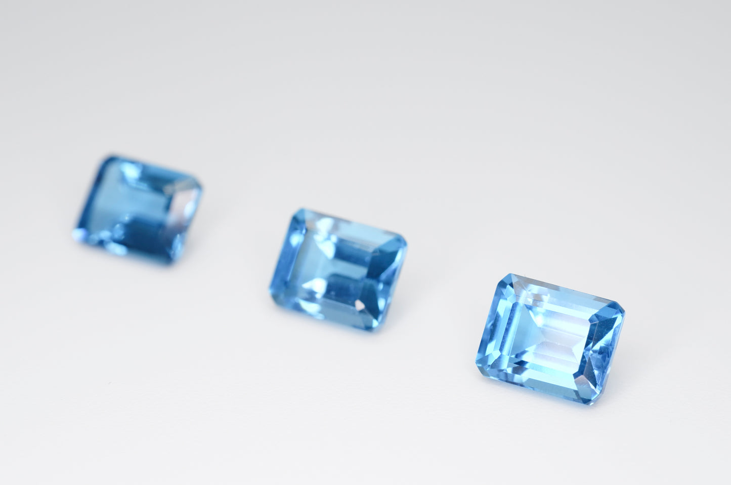 9 x 7mm Emerald Cut Natural London Blue Topaz Calibrated A+