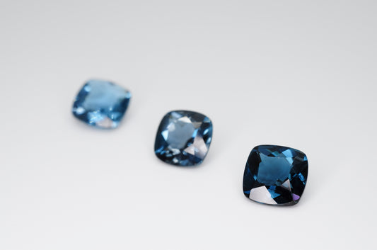 8mm Cushion Cut Natural London Blue Topaz Calibrated A+