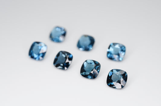 6mm Cushion Cut Natural London Blue Topaz Calibrated A+