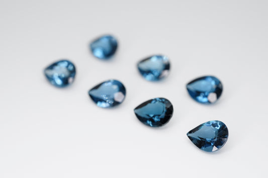 8 x 6mm Pear Cut Natural London Blue Topaz Calibrated A+