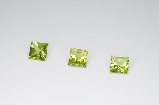 6mm Princess Cut Natural Peridot Calibrated A+