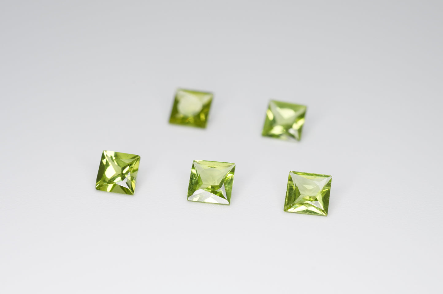 5mm Princess Cut Natural Peridot Calibrated A+