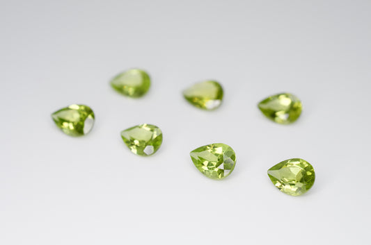 7 x 5mm Pear Cut Natural Peridot Calibrated A+